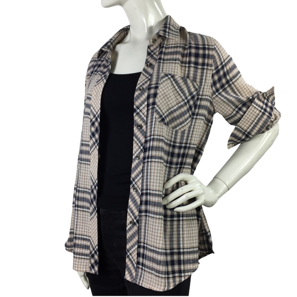 Doe & Rae Plaid Button Up Top Size S